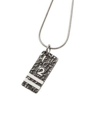authentic Christian Dior Oblique Trotter black Logo Silver Tone Necklace
